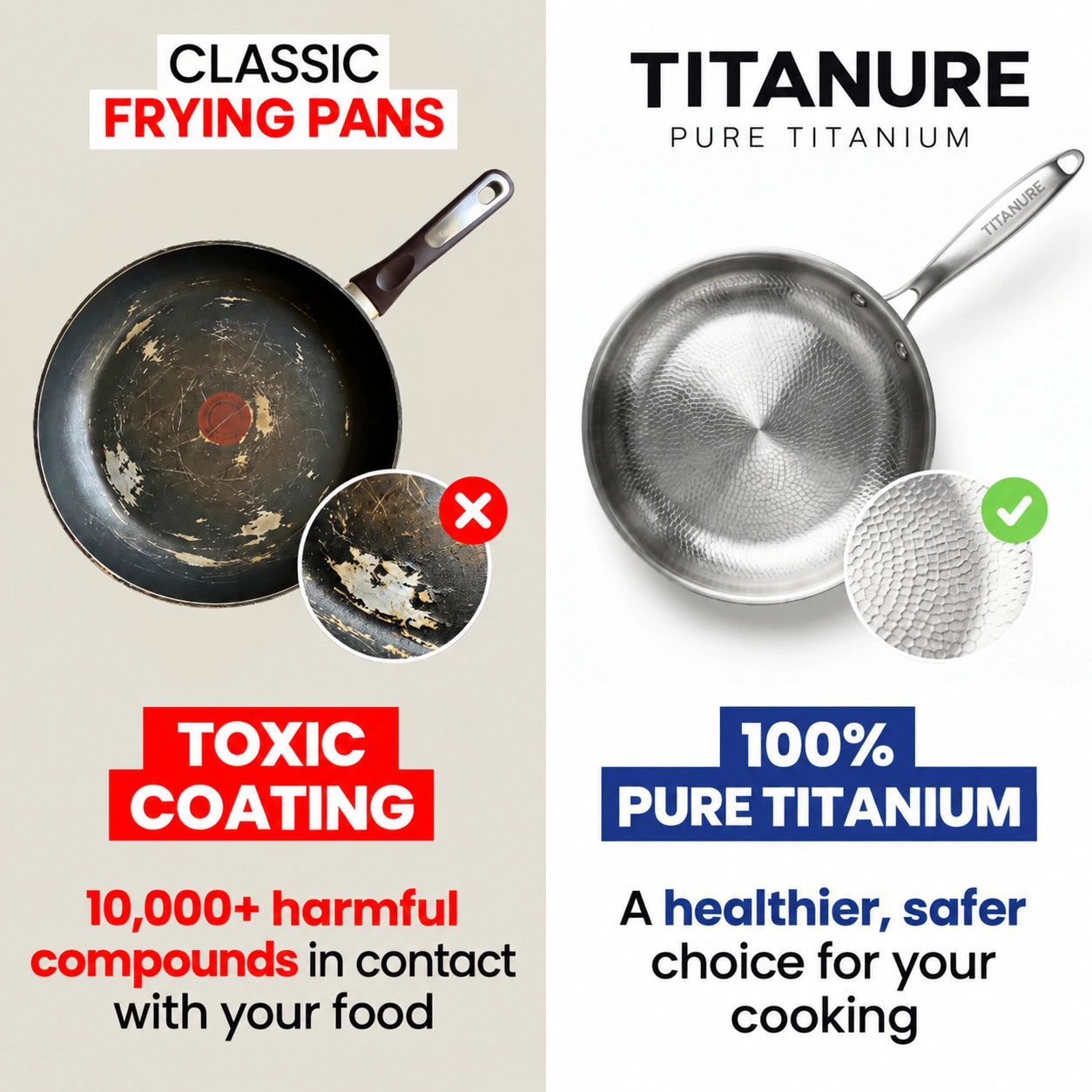 Titanure™ 100% Pure Titanium Frying Pan