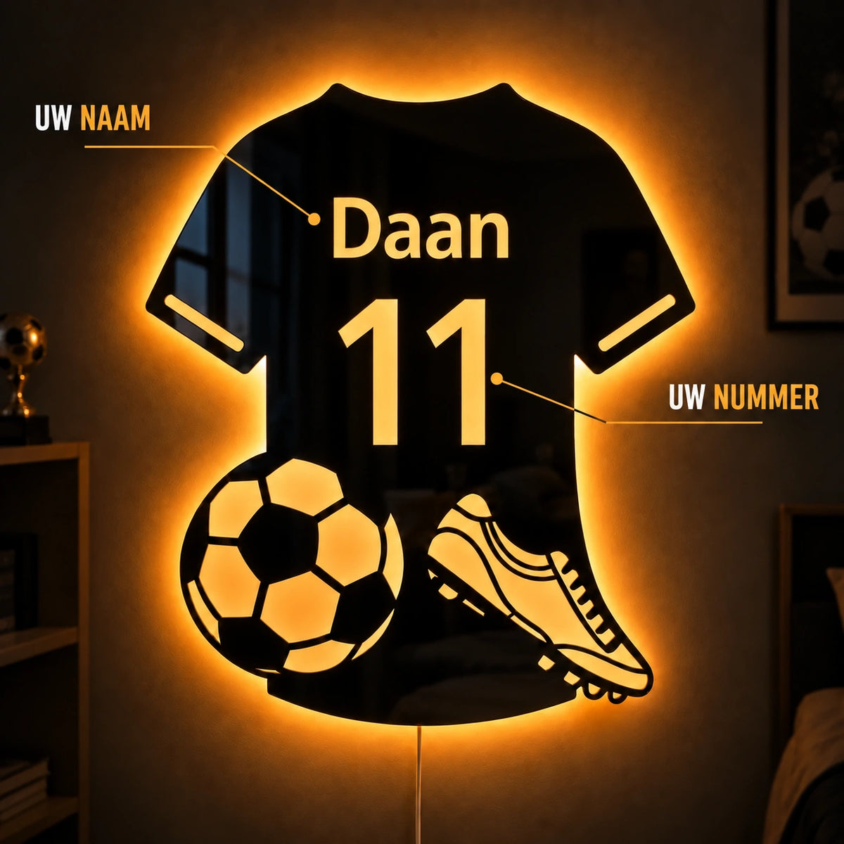 LumiSoccer | Gepersonaliseerde LED-voetbalspiegel