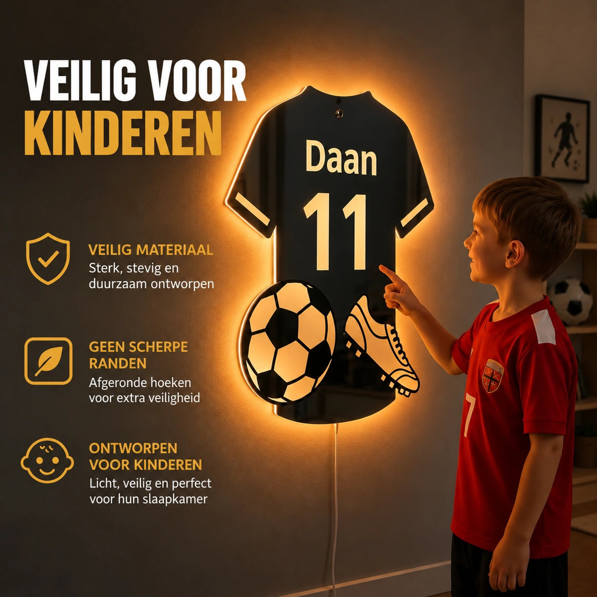 LumiSoccer | Gepersonaliseerde LED-voetbalspiegel