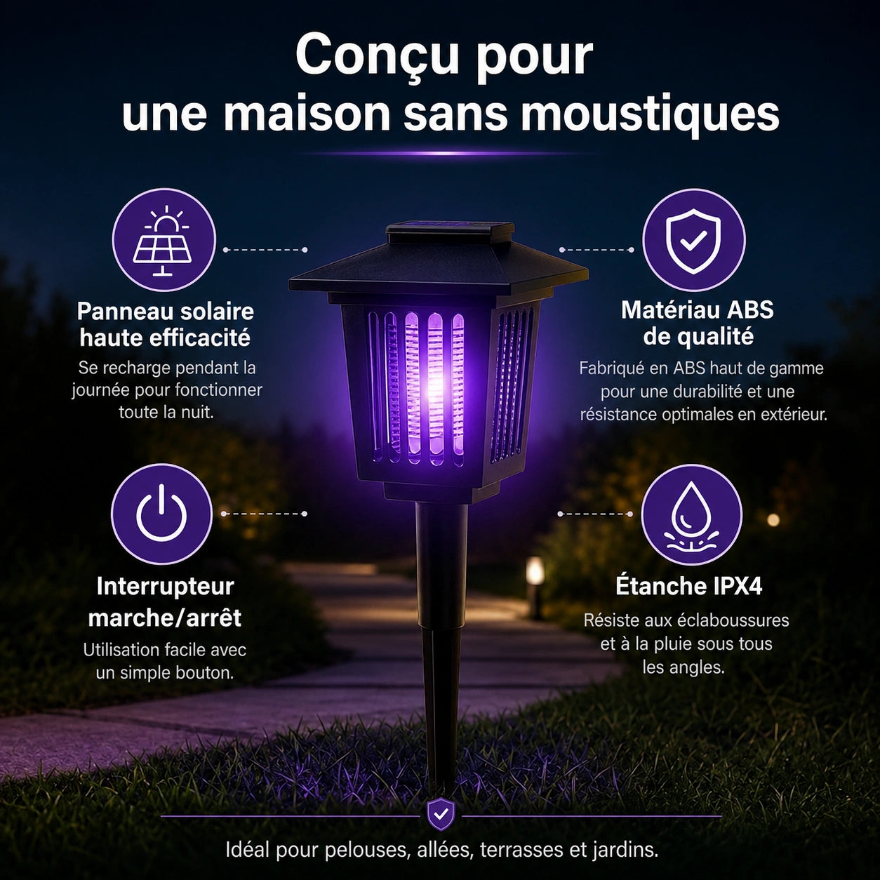 Lampe Solaire Anti-Moustiques - Univers des Animaux
