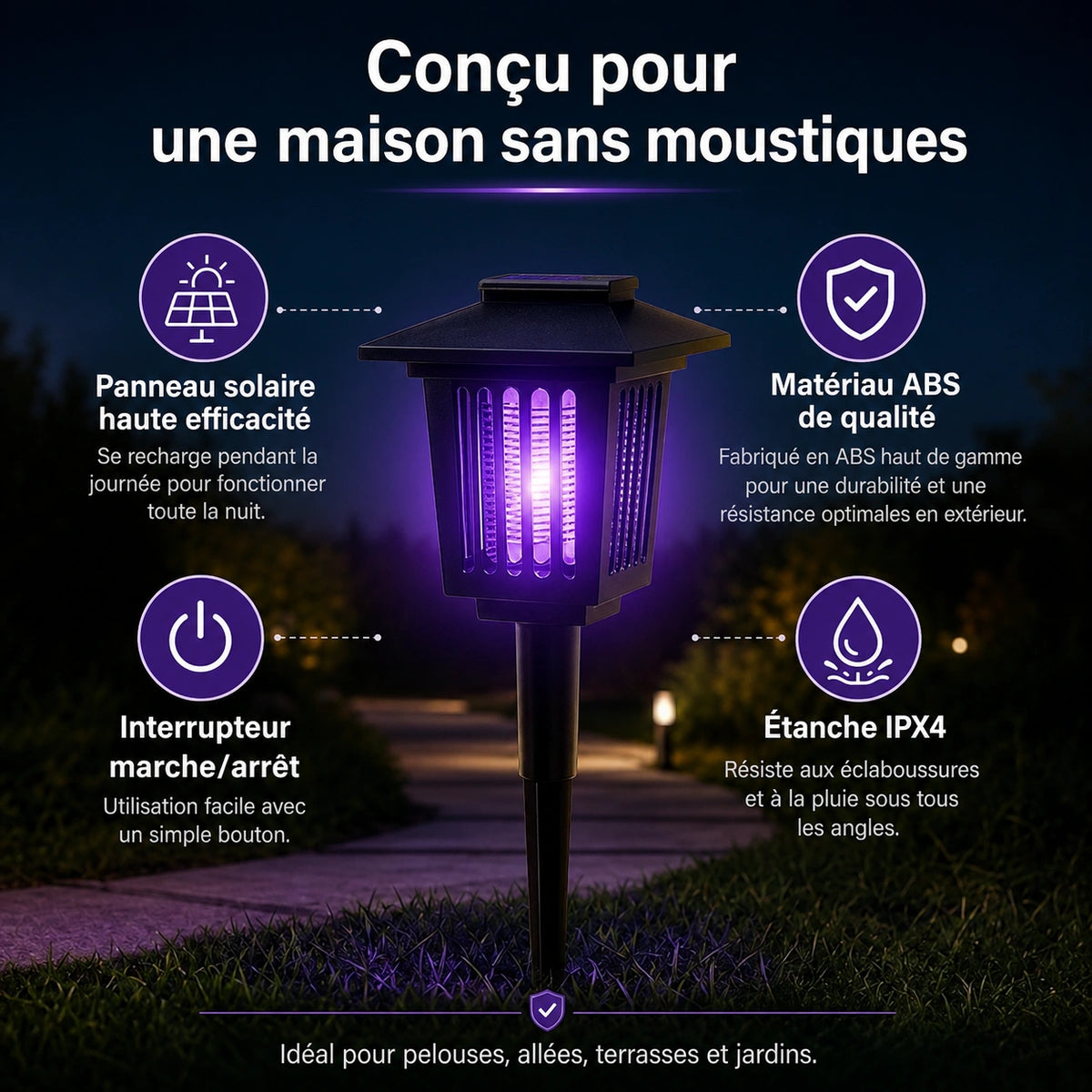 Lampe Solaire Anti-Moustiques - Univers des Animaux