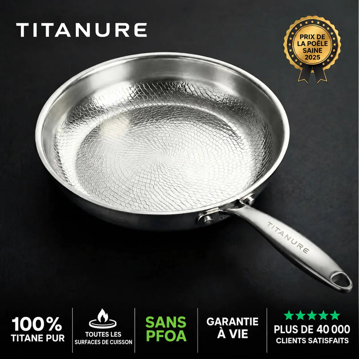 Poêle Titanure en titane pur – caractéristiques